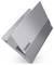 Ein schlanker, teilweise geöffneter Lenovo ThinkBook Laptop, der sein schlankes, metallisches Design und das Markenlogo auf dem Deckel präsentiert.