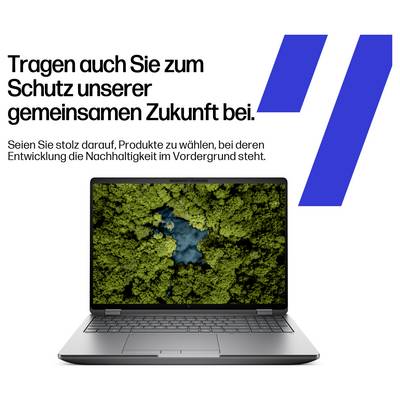 Ein Laptop, der eine Luftaufnahme eines Waldes mit einem Fluss, der sich hindurchschlängelt, zeigt und dabei Umweltfreundlichkeit betont. Der deutsche Text ermutigt dazu, nachhaltige Produkte zu wählen.