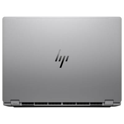 Ein silberner Laptop, geschlossen, auf dessen Oberseite das Logo des Herstellers zu sehen ist.