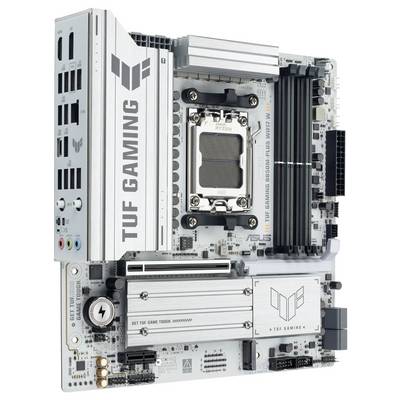 TUF Gaming Mainboard mit AMD Ryzen Sockel, mehreren Steckplätzen für RAM, Grafikkarten und Speicher. Entwickelt für High-Performance Gaming.