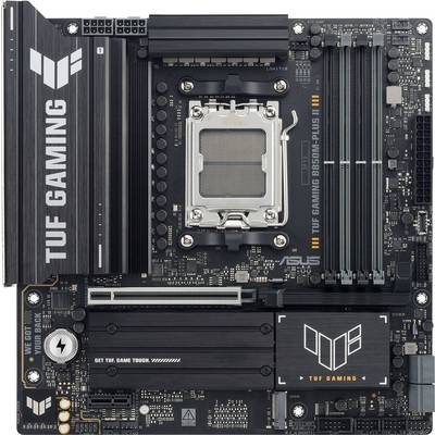 TUF GAMING' Mainboard mit mehreren PCI-Steckplätzen, RAM-Steckplätzen und einem CPU-Sockel, das für Gaming-Systemkonfigurationen entwickelt wurde.