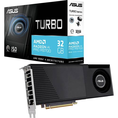 Asus Grafikkarte AMD Radeon AI Pro R9700 32 GB GDDR6-VRAM PCIe HDMI®, DisplayPort 2.1
