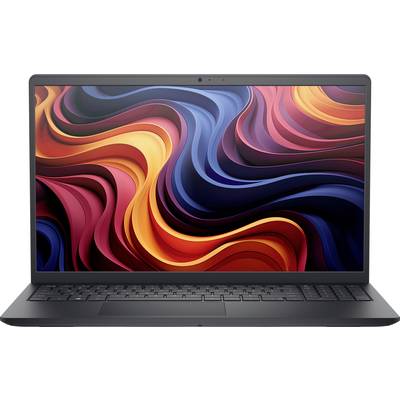 Ein Laptop mit einem bunten abstrakten Wirbelmuster auf dem Bildschirm, das Rot-, Orange- und Blautöne ineinander verschmelzen lässt. Die Tastatur und das Trackpad sind sichtbar.