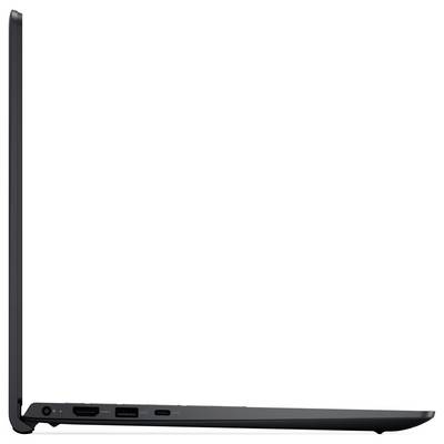 Seitenansicht eines schlanken, teilweise geöffneten Laptops, der seinen dünnen Profil, USB-Anschlüsse und ein modernes Design auf weißem Hintergrund zeigt.