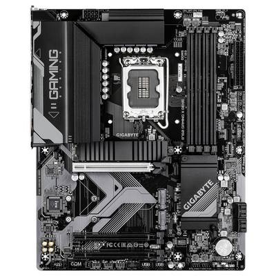 'GIGABYTE B660M GAMING X AX DDR4' Mainboard mit beschrifteten Komponenten, einschließlich CPU-Sockel, RAM-Steckplätzen und PCIe-Steckplätzen, von oben gezeigt.