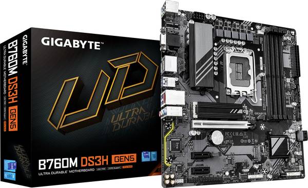 Gigabyte B760M DS3H GEN5 Mainboard Sockel (PC) Intel® 1700 Formfaktor (Details) Micro-ATX Mainboard-Chipsatz Intel® B760 Express