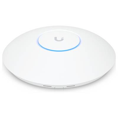 Ein kreisförmiger, weißer Wireless Access Point mit einem dezenten blauen LED-Ring nahe der Mitte, der den aktiven Status signalisiert.