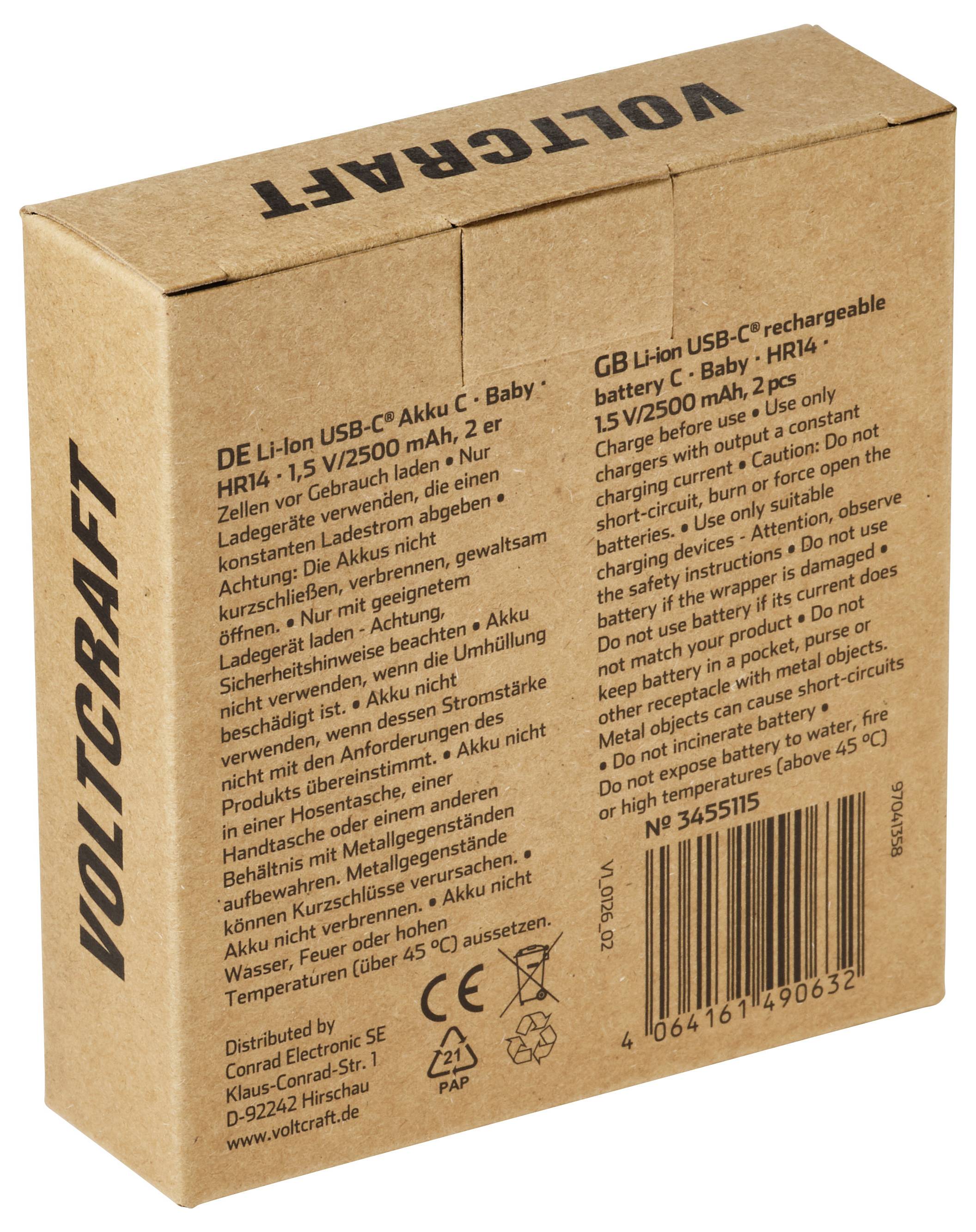 VOLTCRAFT Baby (C)-Akku Li-Ion 2500 mAh 1.5 V 2 St.-4