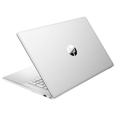Ein schlankes silbernes Laptop, halb geschlossen, mit sichtbarem Markenlogo auf der Rückseite. Die Tastatur ist zu sehen, das Design ist minimalistisch und modern.