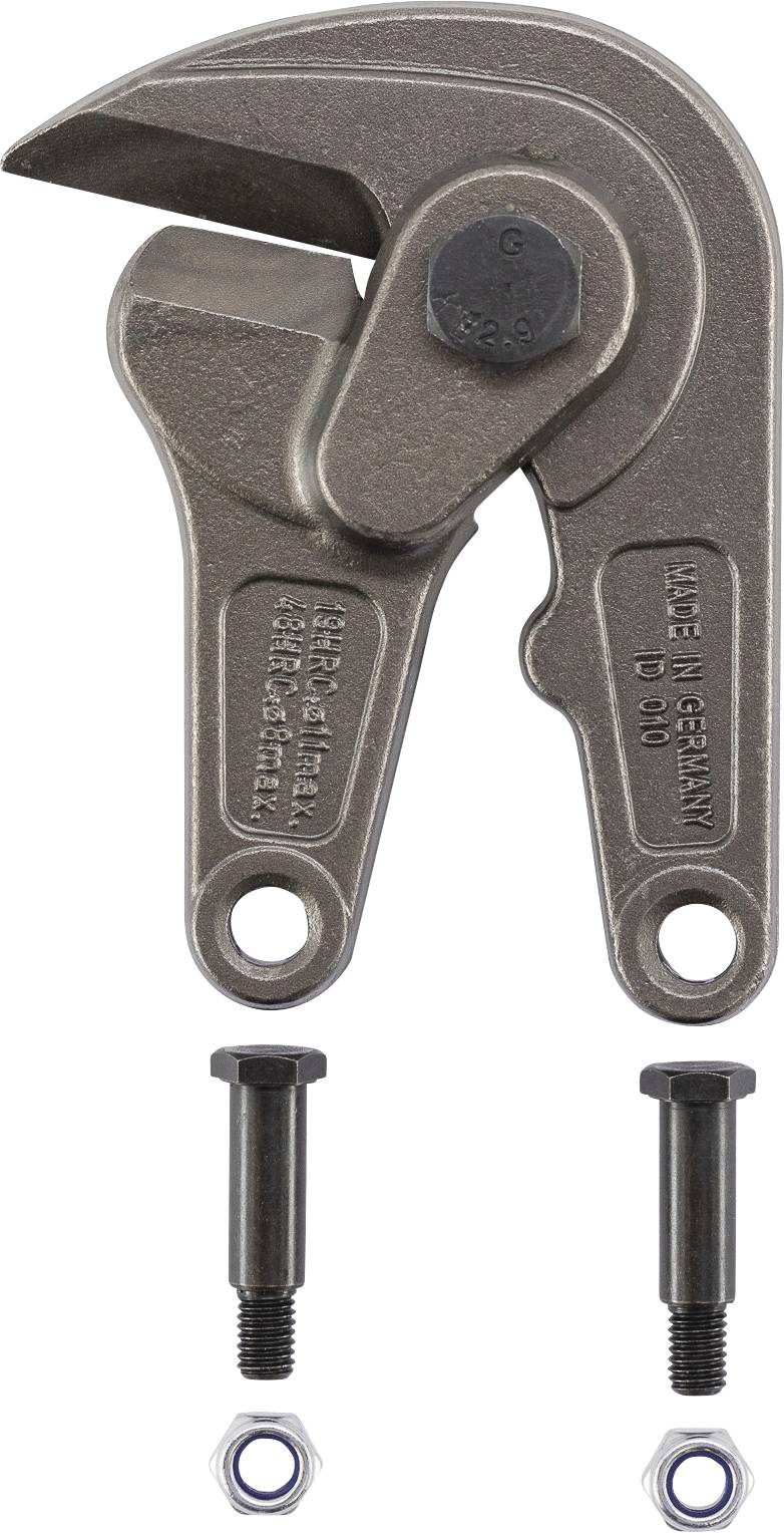 Rohrzange mit zwei Schrauben und Muttern, beschriftet mit „Made in Germany".