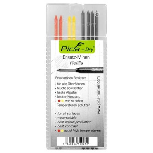 Alarm Werkzeuge 56036646 Tieflochmarker-Ersatzminen Graphit, Rot, Gelb 1 Set