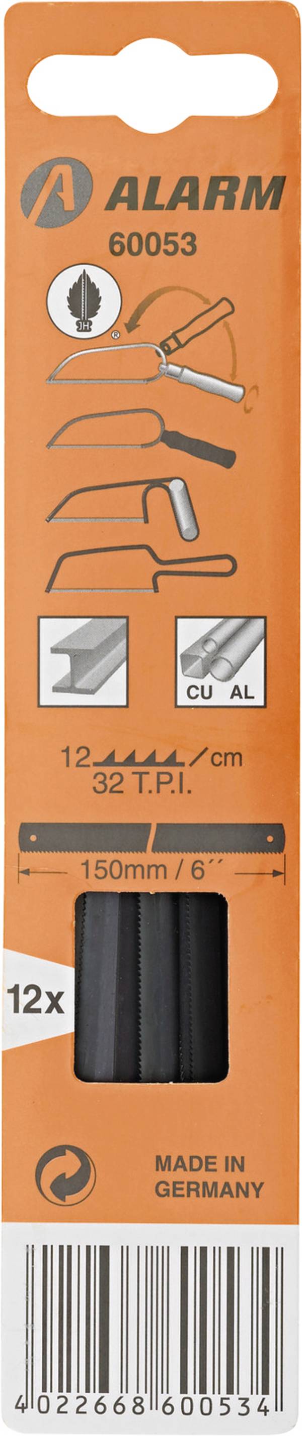 12-er Pack Sägeblätter für Metall, fein 32TPI L.190mm Alarm Werkzeuge 56060053