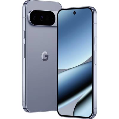 Ein schlankes, modernes Smartphone mit einem blauen Verlaufsbildschirm, ausgestattet mit einer Dual-Objektiv-Rückkamera und einem Metallrahmen.