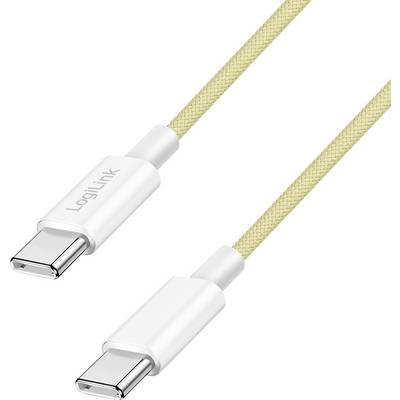Gelbes USB-C zu USB-C Ladekabel mit weißen Anschlüssen.