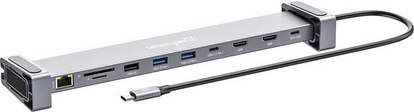 Manhattan Notebook Dockingstation  Dual-Monitor Dockingstation USB C-St. auf 2xHDMI 3xUSB-A USB-C-PD USB-C SD RJ45   integrierter Kartenleser, USB-C® Power Delivery
