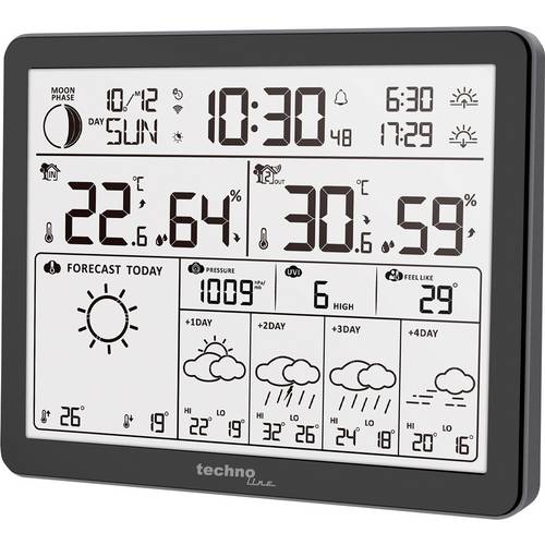 Techno Line WD3000 WD3000 Wetterstation WLAN-Wetterstation Vorhersage für 4 Tage Anzahl Sensoren max. 1