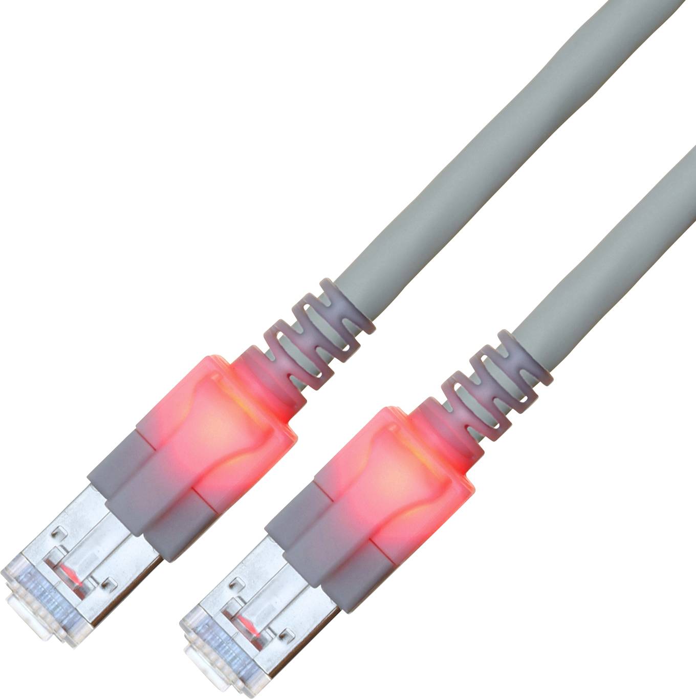 EasyLan DualBoot LED Patchkabel RJ45 S/FTP Cat.6 (Class E), mit saCon Stecker, LSOH, grau, 25 m