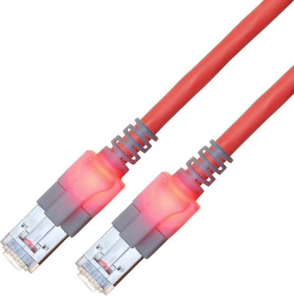 EasyLan DualBoot LED Patchkabel RJ45 S/FTP Cat.6 (Class E), mit saCon Stecker, LSOH, rot, 25 m