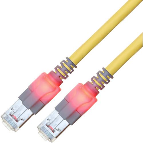 EasyLan DualBoot LED Patchkabel RJ45 S/FTP Cat.6 (Class E), mit saCon Stecker, LSOH, gelb, 10 m