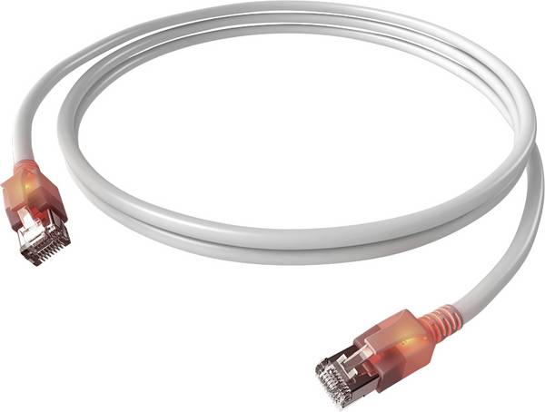EasyLan DualBoot LED Patchkabel RJ45 S/FTP Cat.6A (Class EA), mit saCon Stecker, LSOH, weiß, 7 m