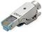 Ein RJ45-Stecker mit Metallschirm, der für Ethernet-Netzwerke verwendet wird und entwickelt wurde, um elektromagnetische Interferenzen zu reduzieren und die Haltbarkeit zu verbessern.