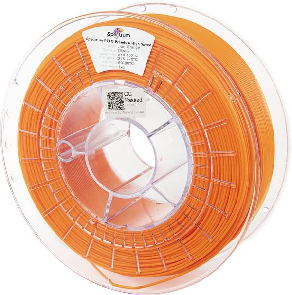 Spectrum Filaments 81542 PETG Premium High Speed Filament PETG Highspeed Filament, chemisch beständig 1.75 mm 1000 g lion orange, Orange  1 St.