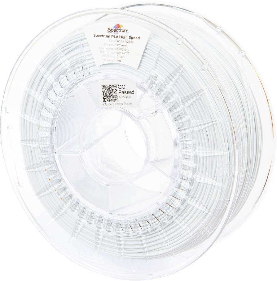 Spectrum Filaments 81048 PLA High Speed Filament PLA kunststof Highspeed filament, Hoge stijfheid, Hoge treksterkte 1.75 mm 1000 g Arctic White, Wit 1 stuk(s)