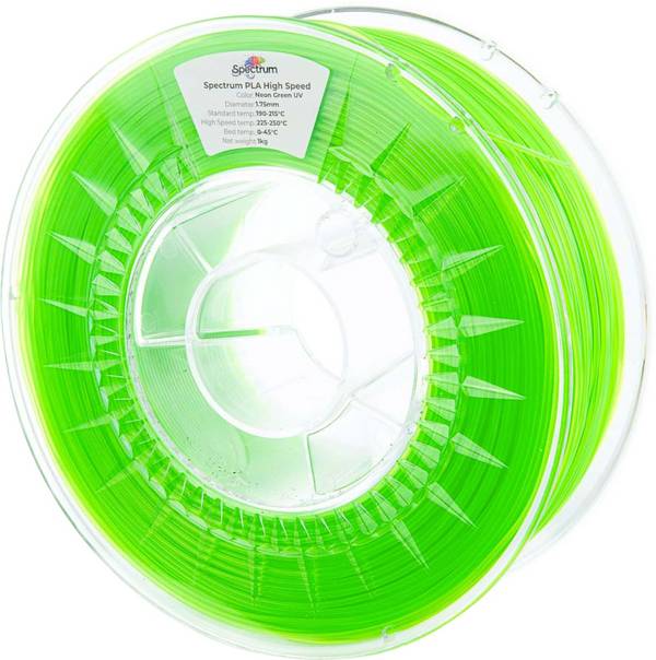 Spectrum Filaments 81057 PLA High Speed Filament PLA Highspeed Filament, hohe Steifigkeit, hohe Zugfestigkeit 1.75 mm 1000 g Neon Green UV, Grün  1 St.