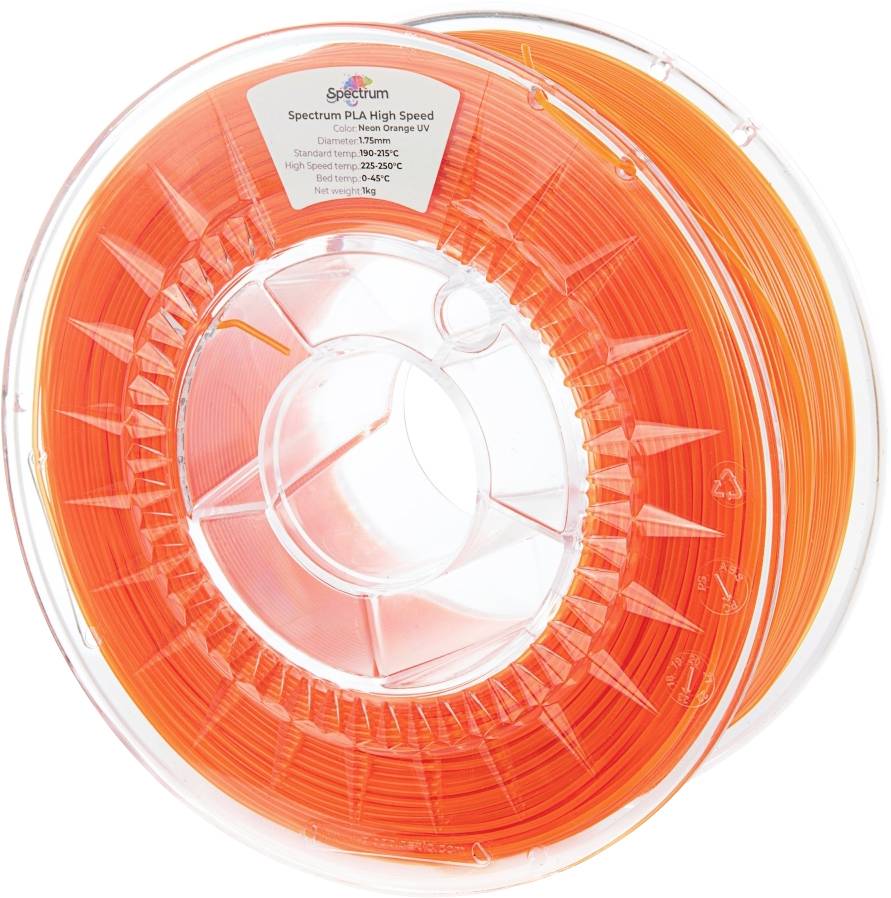 Spectrum Filaments 81051 PLA High Speed Filament PLA kunststof Highspeed filament, Hoge stijfheid, Hoge treksterkte 1.75 mm 1000 g Neon Orange UV 1 stuk(s)