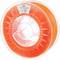 Eine Spule hellen orangefarbenen 3D-Druckerfilaments mit der Bezeichnung 'Spectrum PLA High Speed', geeignet für Hochgeschwindigkeitsdruck.