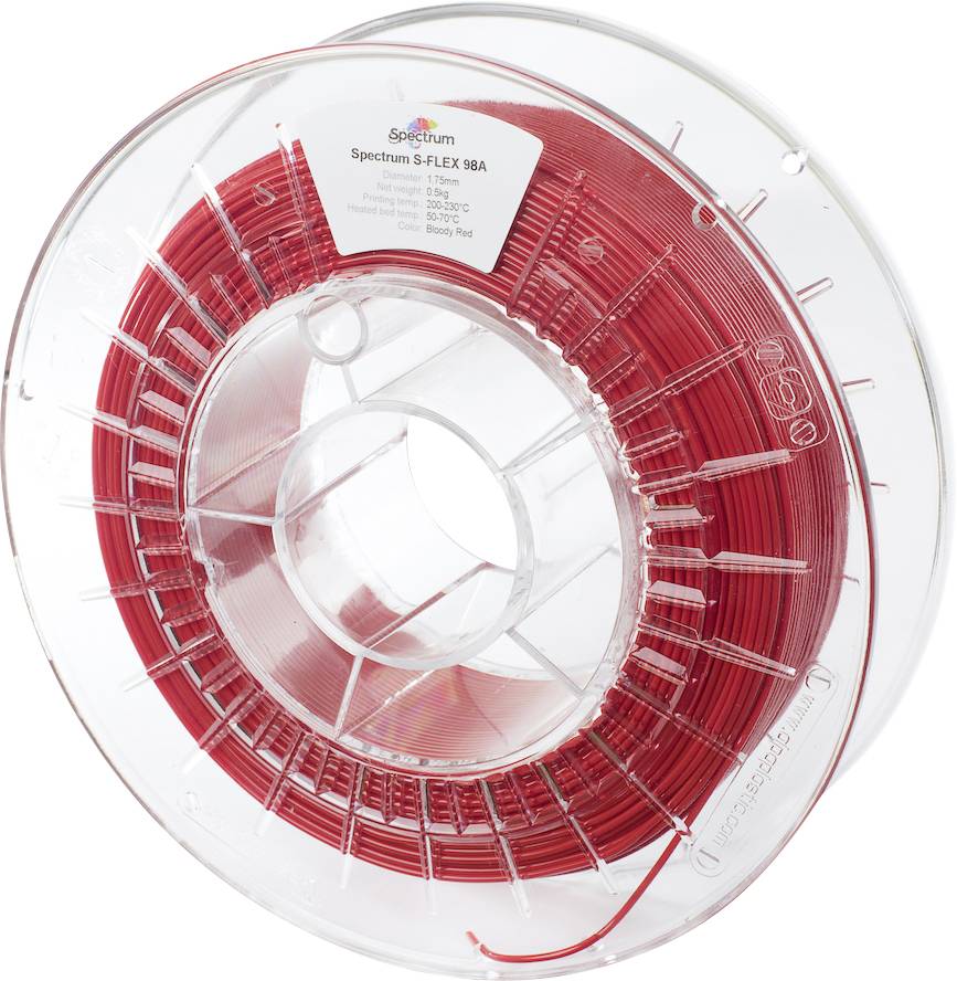 Spectrum Filaments 80515 S-Flex 98A Filament Flexibel filament Flexibel, Chemisch bestendig, Niet-trekkend 1.75 mm 500 g Bloody Red, Rood 1 stuk(s)