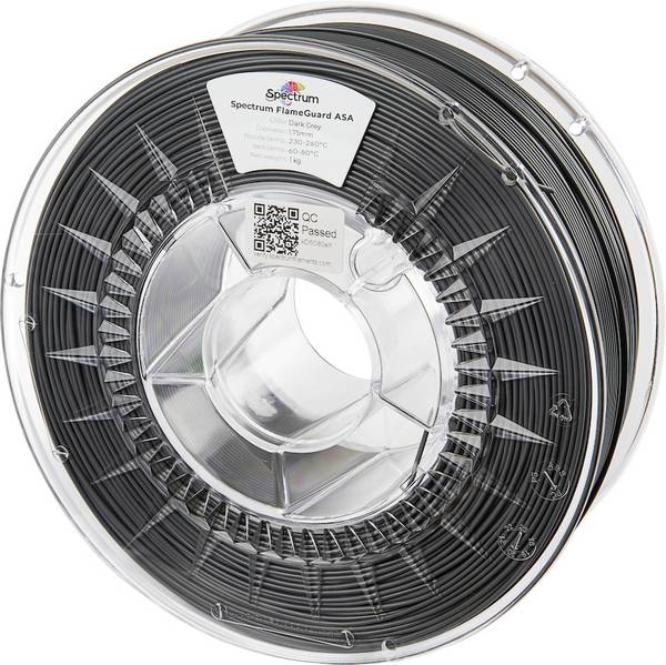 Spectrum Filaments 81445 FlameGuard ASA 275 Filament ASA flammhemmend, hitzebeständig, UV-beständig, witterungsbeständig 1.75 mm 1000 g Dark-Grey, Grau  1 St.