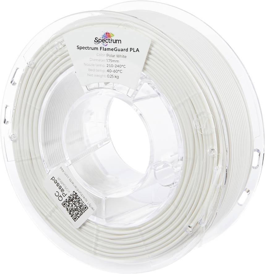 Spectrum Filaments 81448 FlameGuard PLA Filament PLA kunststof Vlamvertragend, Hittebestendig 1.75 mm 250 g Polar White, Wit 1 stuk(s)