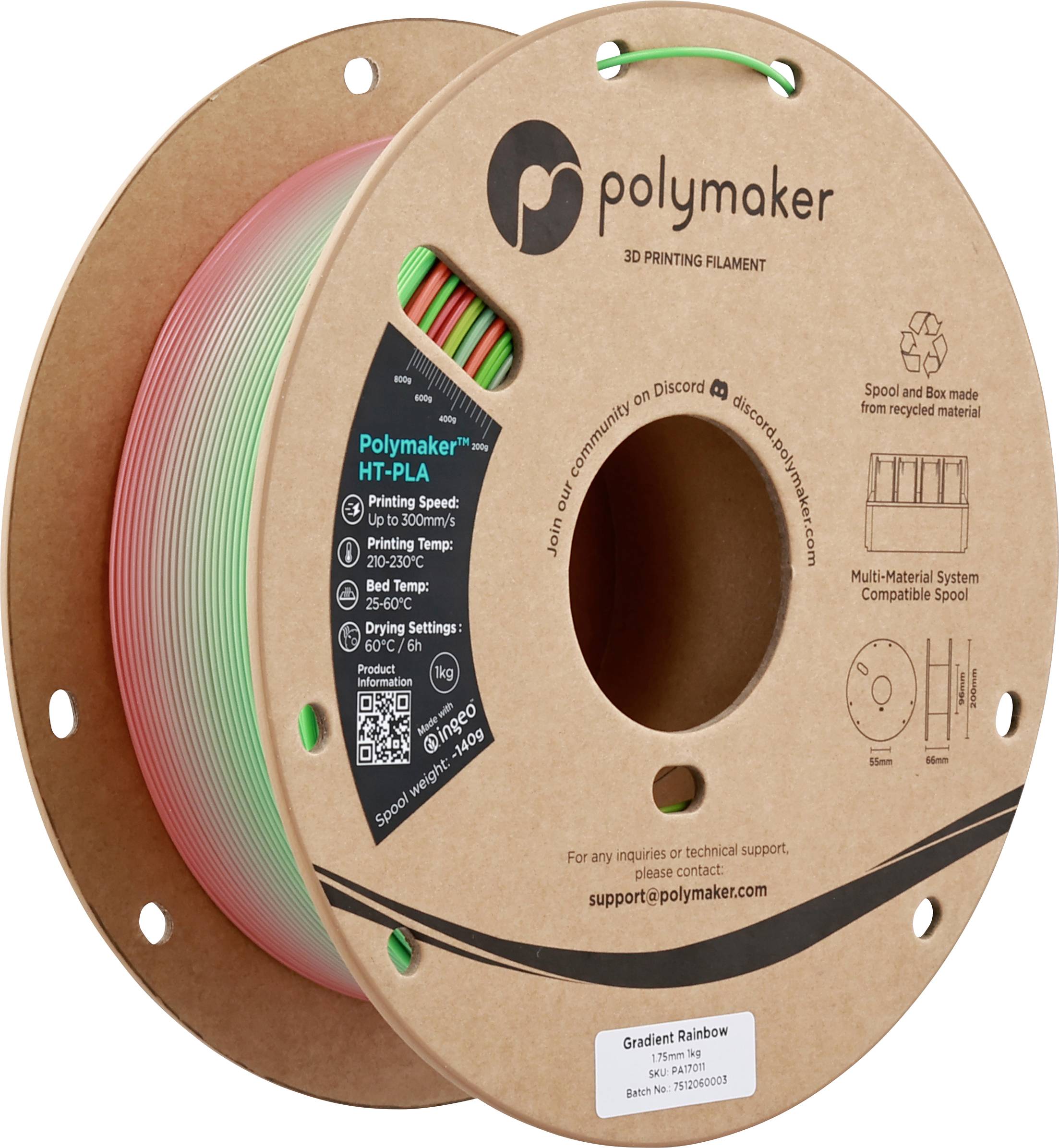 Polymaker PA17011 HT-PLA Filament PLA, HT-PLA Hochtemperaturbeständig, Highspeed Filament 1.75 mm 1000 g Gradient
