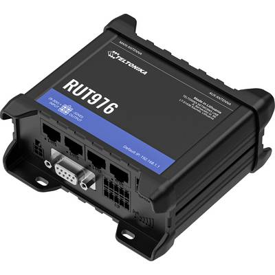 RUT976 Industrierouter mit mehreren Anschlüssen und Steckverbindern, entwickelt für sichere und vielseitige Internetverbindungen.