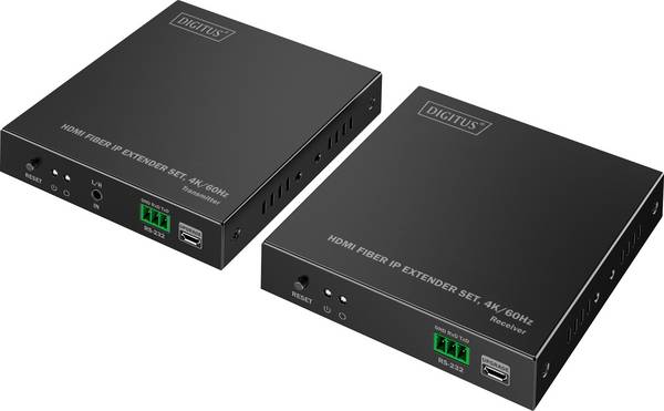 Digitus DS-55350 HDMI®, HDMI® Eingang, HDMI® Ausgang, SFP, Netzteilanschluss, RS232, Micro USB, Kopfhörer (3.5 mm Klinke) HDMI Extender über Glasfaserkabel 40000 m