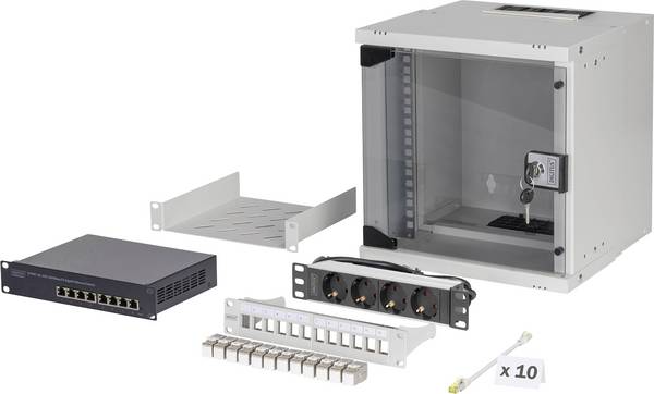 Digitus DN-49100-SET 10 Zoll Netzwerkschrank (B x H x T) 315 x 325 x 300 mm 6 HE Grau
