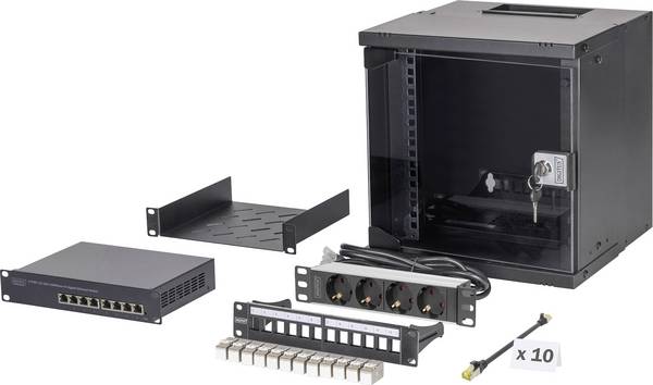 Digitus DN-49101-SET 10 Zoll Netzwerkschrank (B x H x T) 315 x 325 x 300 mm 6 HE Schwarz