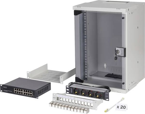 Digitus DN-49102-SET 10 Zoll Netzwerkschrank (B x H x T) 315 x 460 x 300 mm 9 HE Grau
