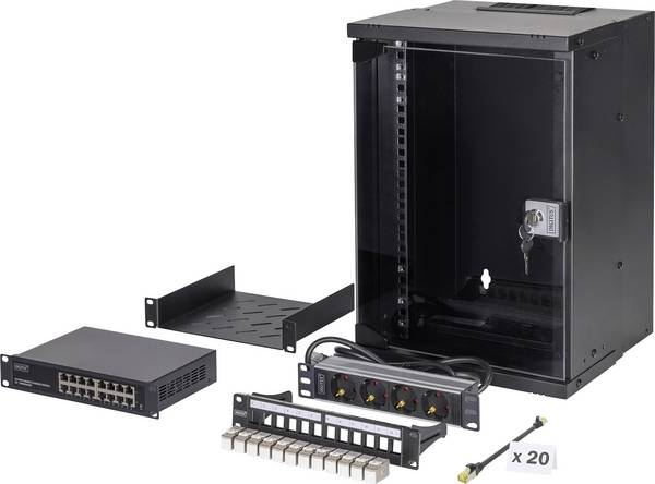 Digitus DN-49103-SET 10 Zoll Netzwerkschrank (B x H x T) 315 x 460 x 300 mm 9 HE Schwarz
