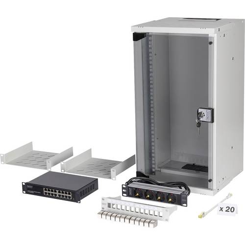 Digitus DN-49104-SET 10 Zoll Netzwerkschrank 12 HE Grau