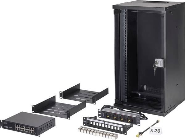 Digitus DN-49105-SET 10 Zoll Netzwerkschrank (B x H x T) 315 x 595 x 300 mm 12 HE Schwarz