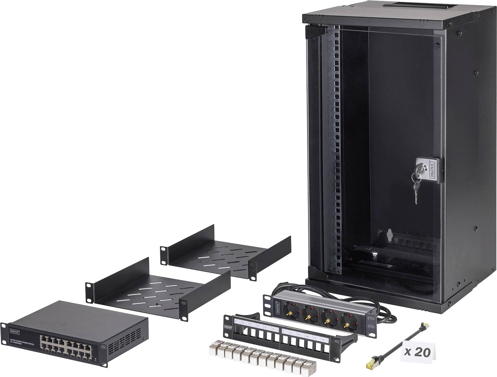 Digitus DN-49105-SET 10inch-patchkast 12 HE Zwart