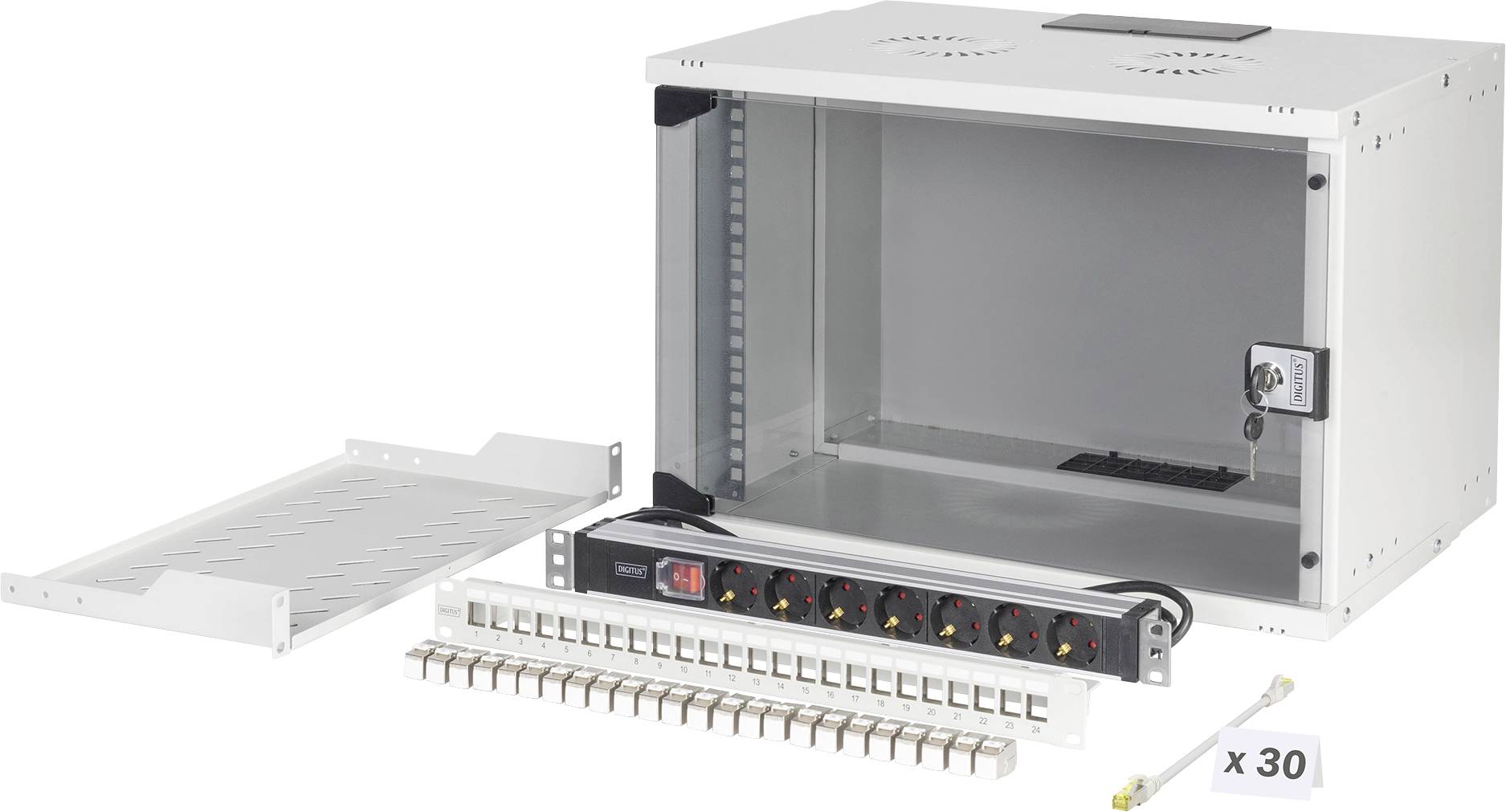 Digitus DN-49202-SET 19 Zoll Netzwerkschrank 7 HE Grau