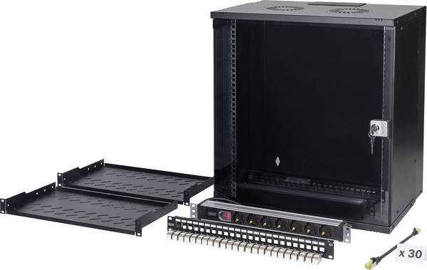 Digitus DN-49207-SET 19 Zoll Netzwerkschrank (B x H x T) 540 x 595 x 400 mm 12 HE Schwarz