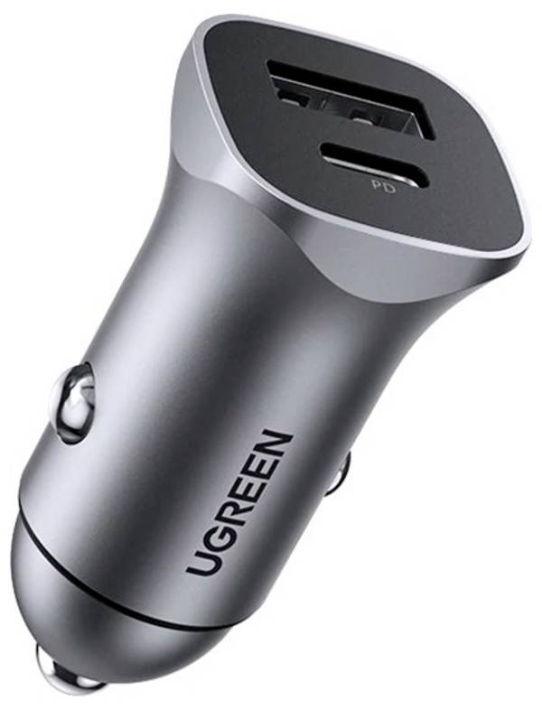 Ugreen - Auto-Netzteil - 18 Watt - 3 A - PD 3.0, QC 4.0 - 2 Ausgabeanschlussstellen (USB, 24 pin USB-C)