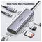 USB-C Hub mit mehreren Anschlüssen und Zubehör. Funktionen umfassen PD 100W, HDMI 4K@30Hz, USB 3.0, RJ45 Ethernet und SD-Kartenslots.