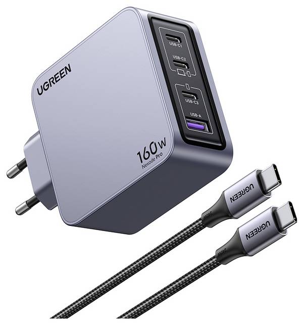 Ugreen Nexode Pro series - Netzteil - GaN - 160 Watt - PD 3.1/PPS, QC 4.0, Super Charge, Apple Fast Charge - 4 Ausgabean