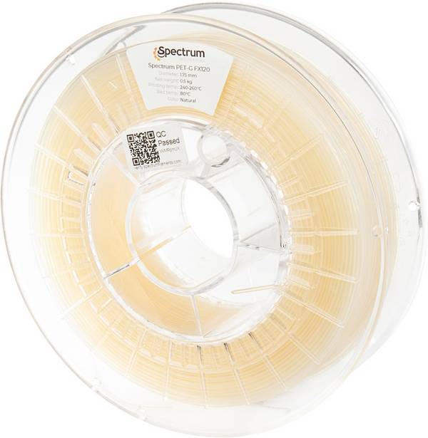 Spectrum Filaments 80416 PET-G FX120 Filament PETG hitzebeständig, flexibel, geruchsarm, chemisch beständig 1.75 mm 500 g Natur  1 St.