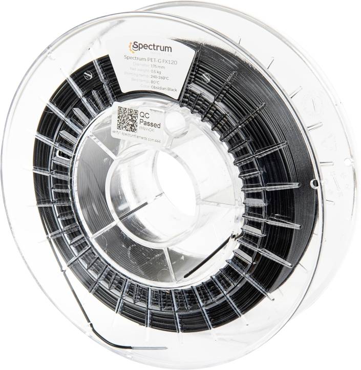 Spectrum Filaments 80477 PET-G FX120 Filament PETG Hittebestendig, Flexibel, Geurarm, Chemisch bestendig 1.75 mm 500 g Zwart 1 stuk(s)